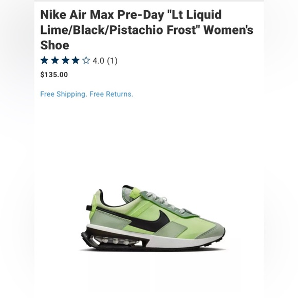 Nike Shoes - Nike Air Max Pre-Day'
"Lt Liquid
Lime/Black/Pistachio Frost" Women's Shoe